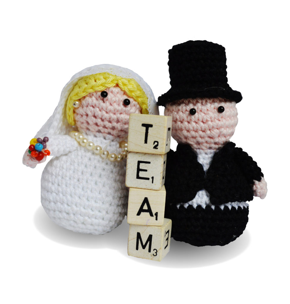 bride and groom dolls on same team - good marriage