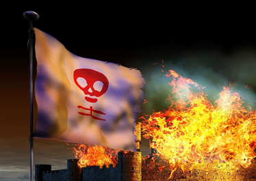 flag on fire signifying corrupted Christianity